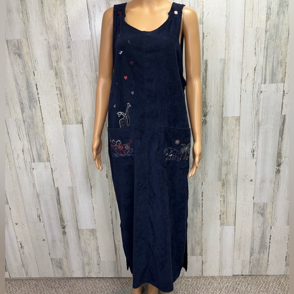 Christopher & Banks Navy Sleeveless Embroidered Jumper Dress